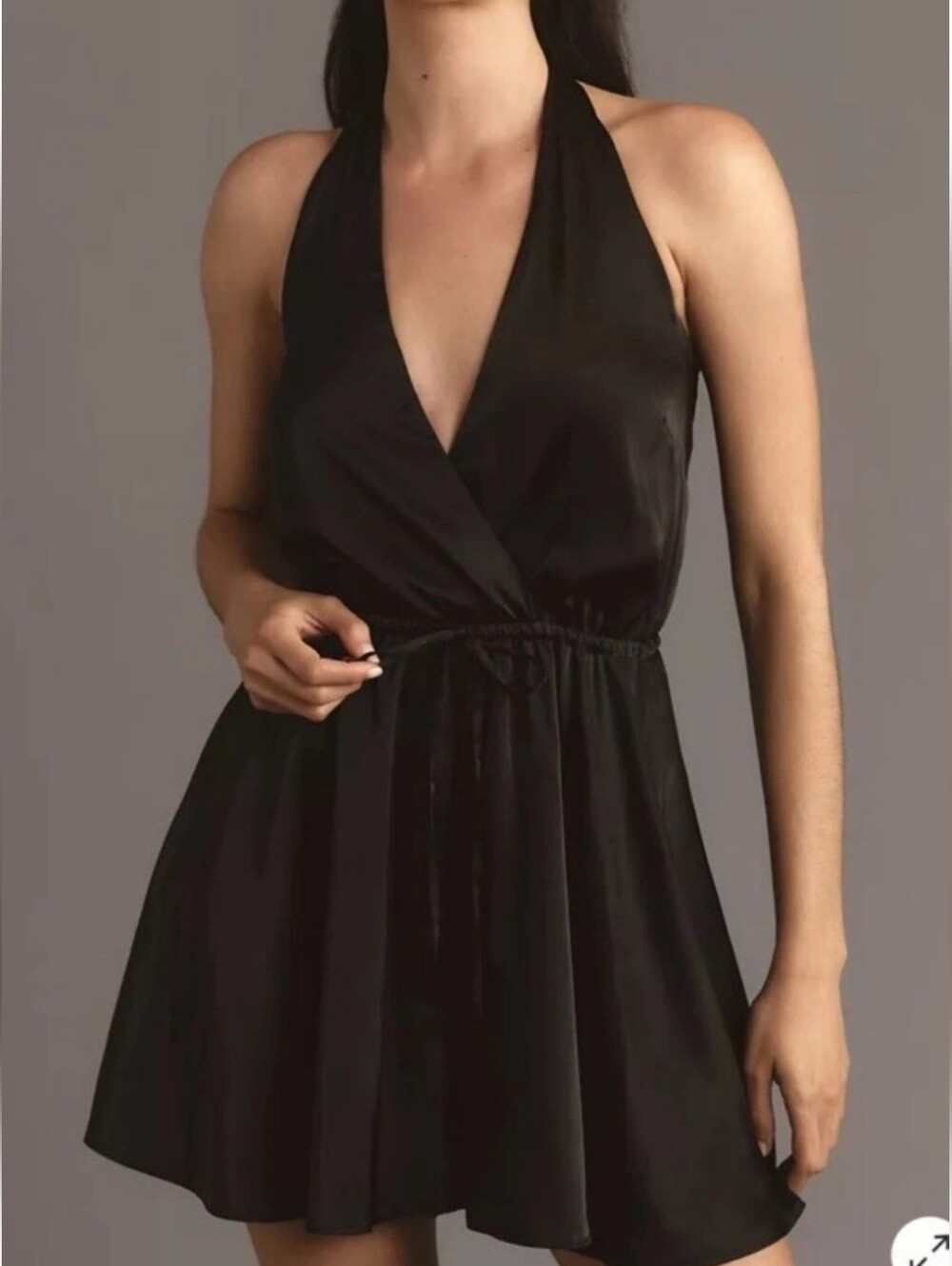 NWT Anthropologie Hutch Halter Solid Black Romper Jumpsuit Sexy Size Large